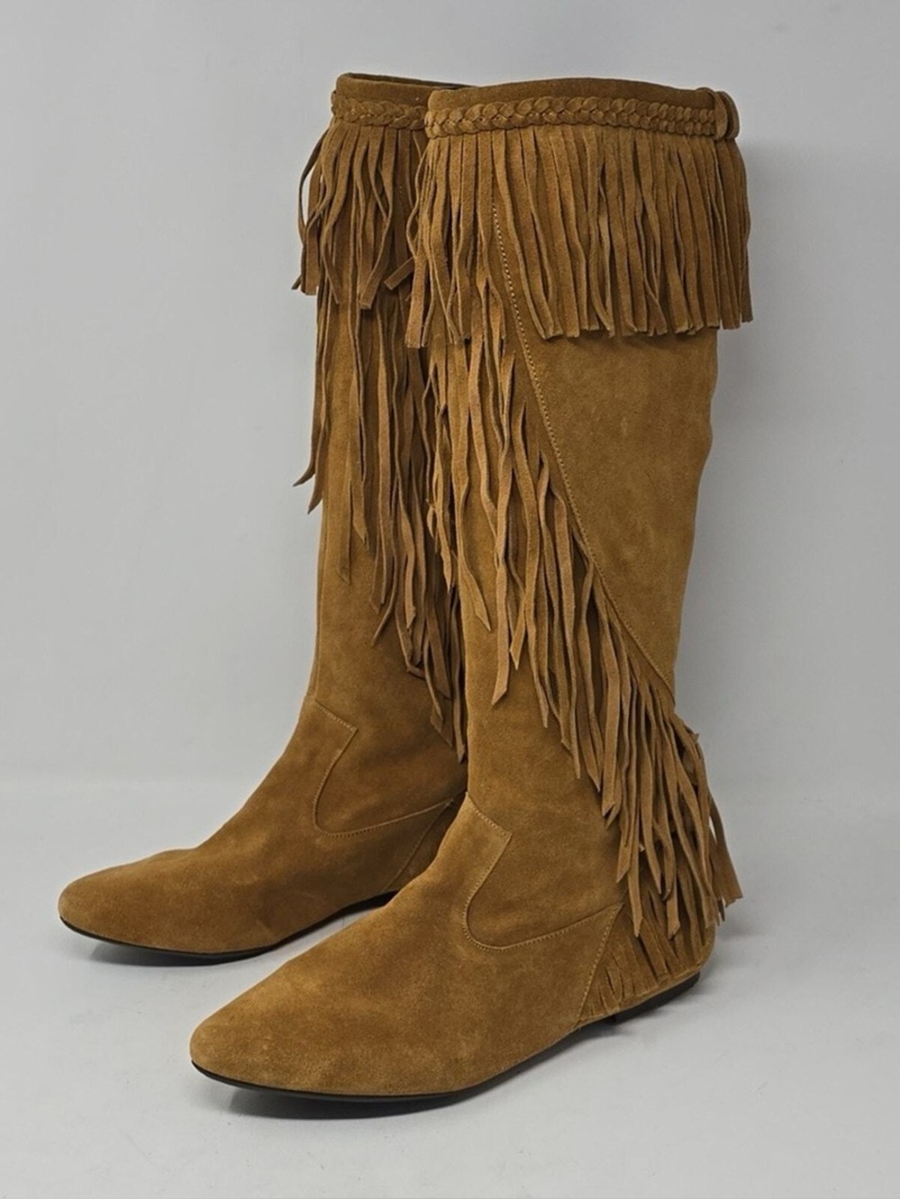 Sam Edelman Utah Suede Knee High Fringe Boots Size 8.0 M